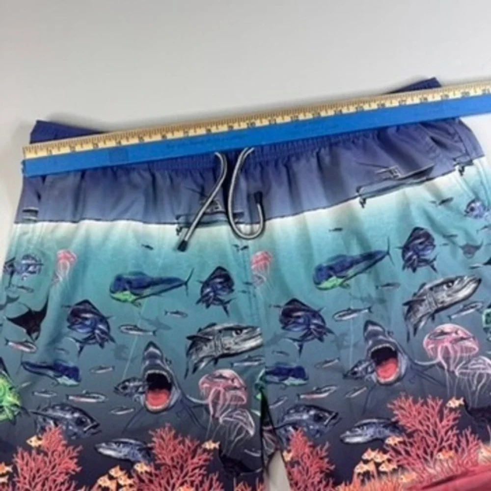 Peter Millar Seaside‎ Swim Suit Trunks Mens XL Blue Marine Life Ocean Traffic